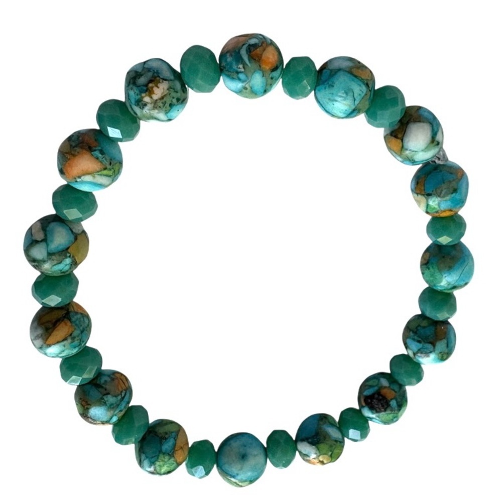 Natural Stone, Sea glass, Crystal and Czech Glass Beaded Stretch Bracelets. - Picture 8 of 15